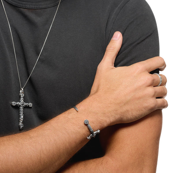 Bracelete Espada do Rei - Prata e Zircônia Onix